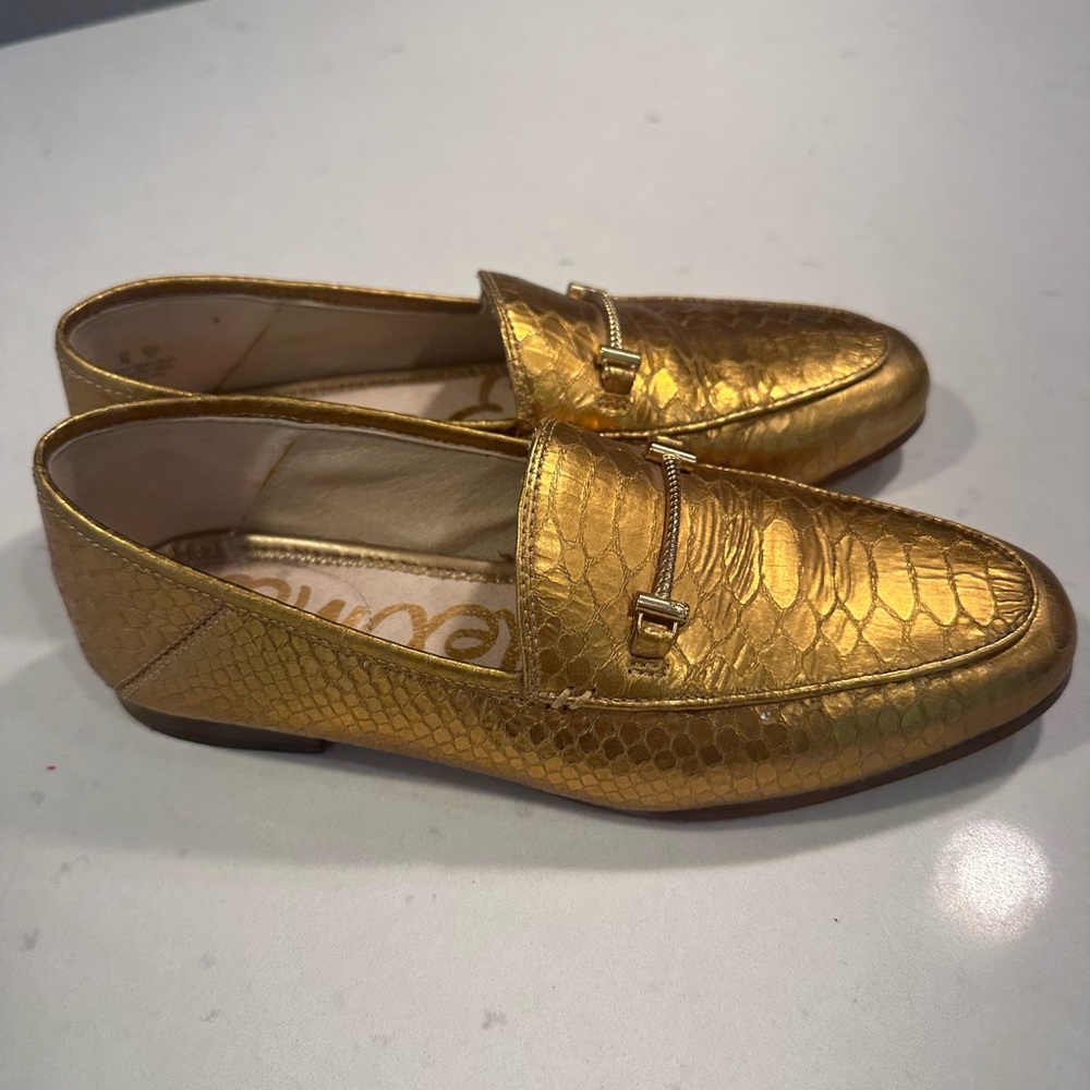 Sam Edelman moccasins, in gold, genuine leather, size 7 women's